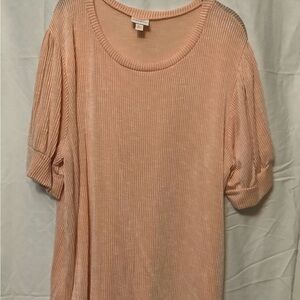 Lularoe Women's Peach Ribbed Short Sleeve Top